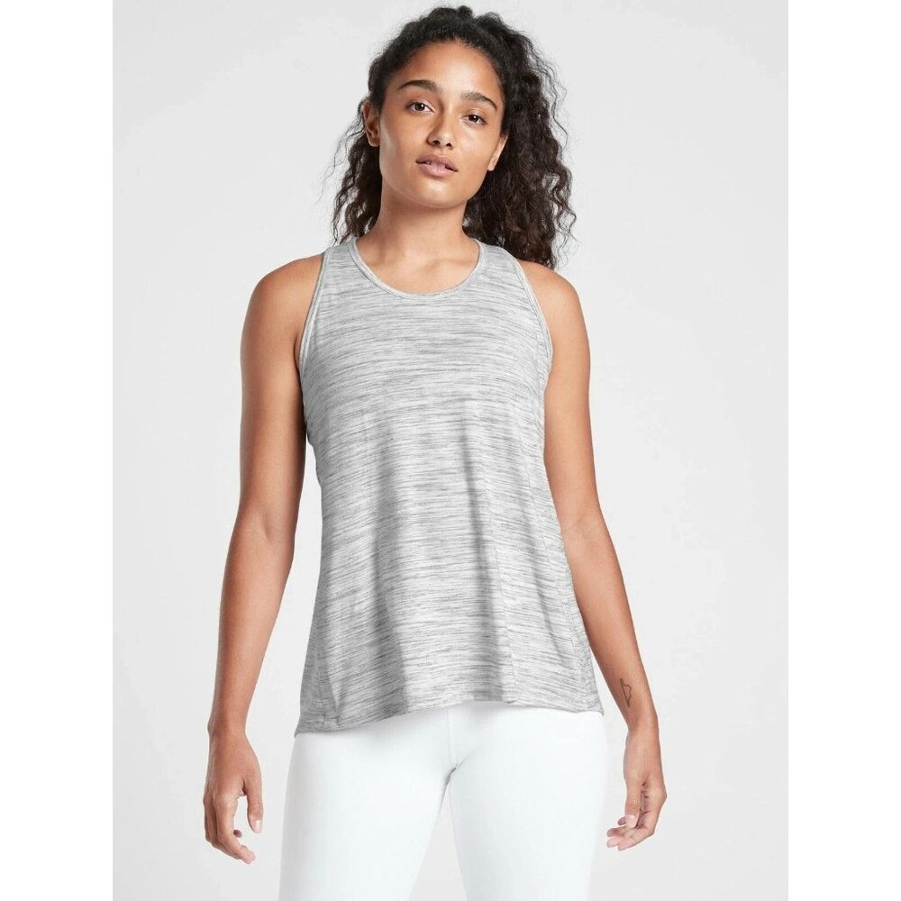 Athleta Essence Spacedye Tie Back Tank, Shadow Grey White Small S/N568933